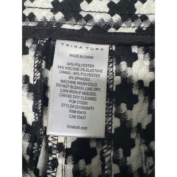 Trina Turk · Houndstooth Flare Pants · Black and White · Bell Bottom · Size 4 - Picture 4 of 8